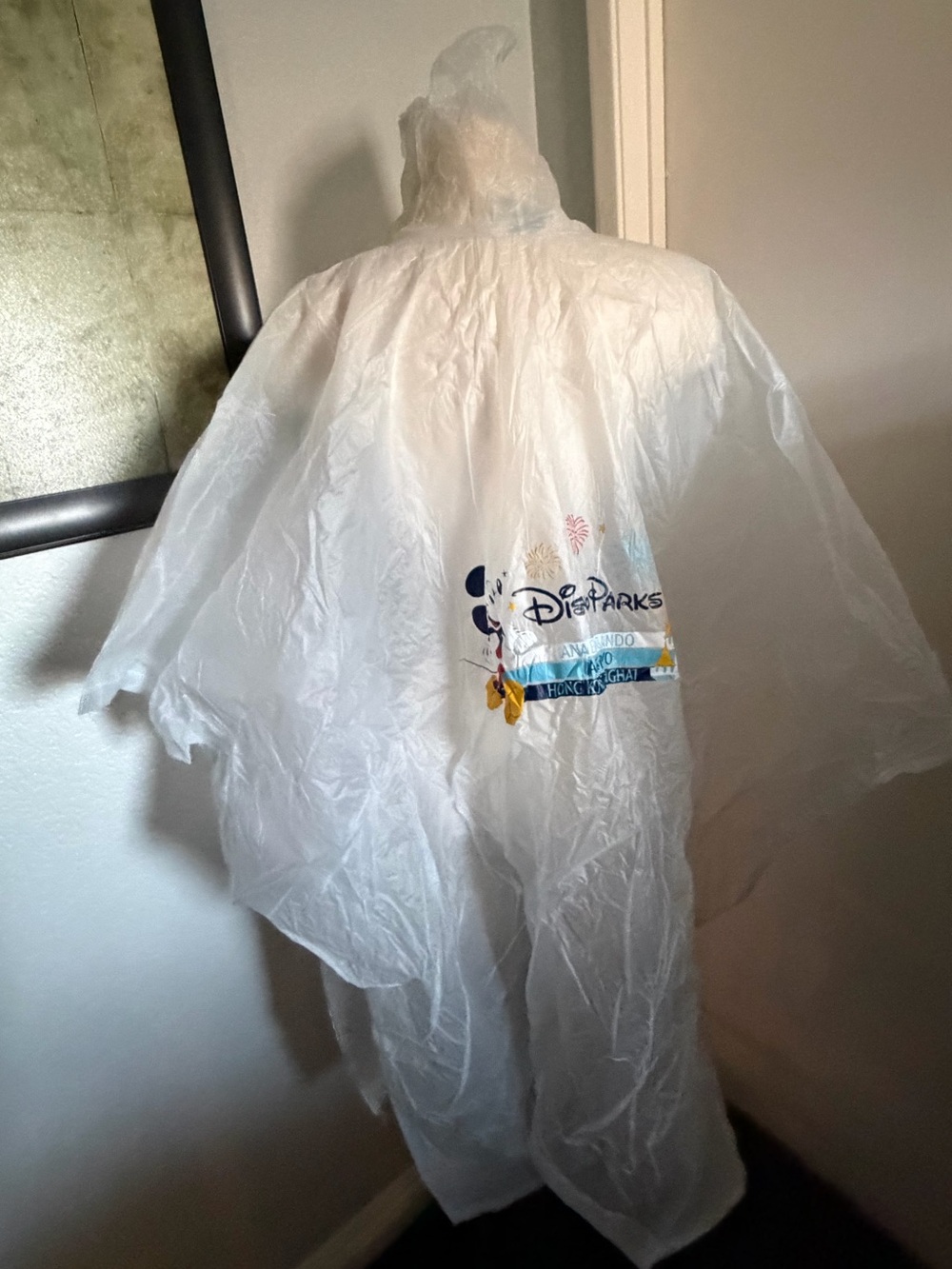 OFFICIAL Disney White Poncho with Mickey & Colorful Park Graphics